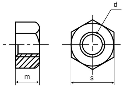 鋼 S45C(H) 10割六角ナット(UNCユニファイ並目ねじ) 製品図面