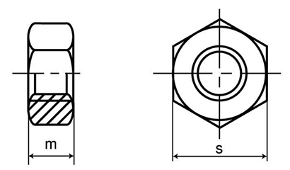 鋼 S45C(H)六角ナット 小形(2種)(細目) 製品図面