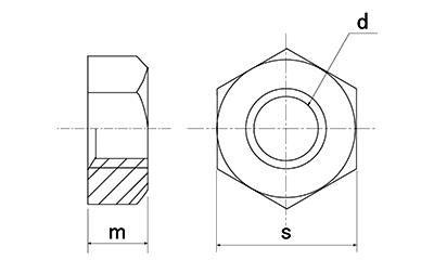 鋼 S45C(H)六角ナット(1種)(熱間鍛造) 製品図面