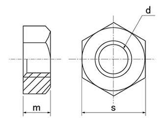 チタン 六角ナット(1種)(ミリネジ) 製品図面