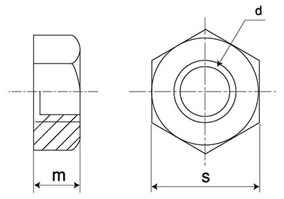 鋼 SCM435(H)(クロモリ) 六角ナット(1種)(極細目) 製品図面