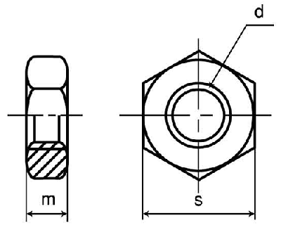 鋼 SCM435(H)(クロモリ) 六角ナット(3種) 製品図面