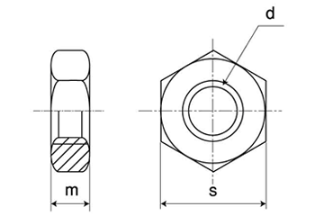 鋼 SCM435(H)(クロモリ) 六角ナット(3種)切削品(その他細目) 製品図面