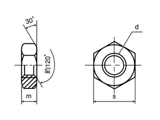 鋼 SCM435(クロモリ) 六角ナット(3種) 左ねじ(切削品) 製品図面