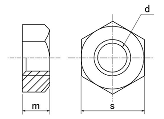 ステンレス SUS316 六角ナット(1種)(ミリネジ) (国産品) 製品図面