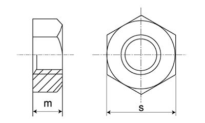 ステンレス SUS316 六角ナット(1種)(細目)(切削品) 製品図面