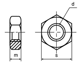 ステンレス SUS316 六角ナット(3種)(ミリネジ) 製品図面