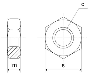 ステンレス SUS316 六角ナット (3種)(細目) 製品図面