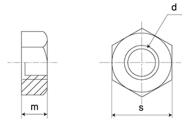ステンレス SUS316 10割六角ナット(1種)(インチ・ウイット) 製品図面
