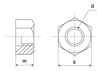 ステンレス SUS316 10割六角ナット(1種)(細目) 製品図面