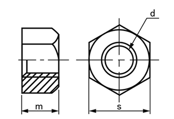 ステンレス SUS316 10割六角ナット(1種)(その他細目) 製品図面