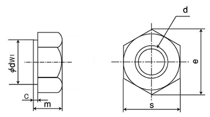 ステンレス SUS316 六角ナット(4種/切削品)(座付)(国産)(ミリネジ) 製品図面