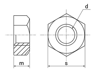 ステンレス SUS316L(A4) 六角ナット(1種)(ミリネジ) (国産品) 製品図面