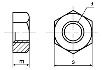 ステンレス SUS316L(A4) 六角ナット (1種)(特細目) 製品図面