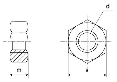 ステンレス SUS316L(A4) 10割 六角ナット(2種) 製品図面