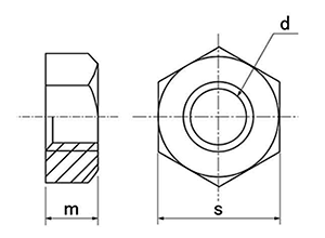 ステンレス SUS316L(A4) 六角ナット (1種)(その他細目)(切削品) 製品図面