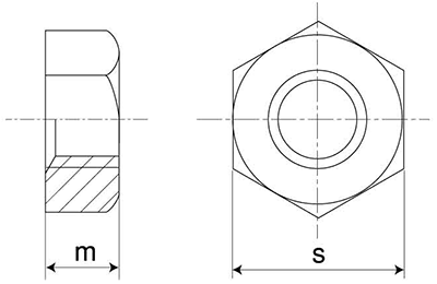 ステンレス SUS310S(耐熱鋼) 六角ナット切削品(1種)(国産品)(ミリネジ) 製品図面