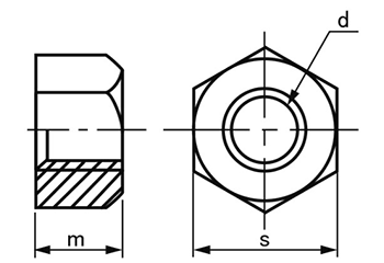 ステンレス SUS310S(耐熱鋼) 10割六角ナット(1種)(ミリネジ) 製品図面