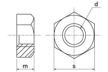ステンレス SUS403 六角ナット(1種)(インチ・ウイット) 製品図面