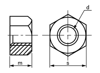 ステンレス SUS403(A) 10割六角ナット (1種)(細目) 製品図面