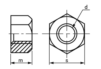 ステンレス SUS403(A) 10割六角ナット (1種)(その他細目) 製品図面