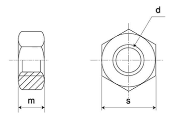 ステンレス SUS403 10割六角ナット(2種)(細目) 製品図面