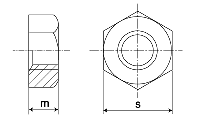 ステンレス SUS430(A) 六角ナット(1種)(切削品)(ミリネジ) 製品図面