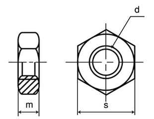 鉄SS400 六角ナット(3種)(切削品)(その他細目) 製品図面