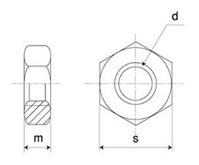 鉄 SS400 六角ナット(3種)(切削品)(ミリネジ) 製品図面
