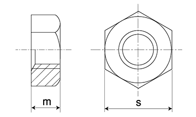 ステンレス SUS309S(耐熱鋼) 六角ナット(1種)(切削)(ミリネジ) 製品図面