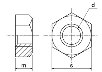 ニッケル合金 ALLOY 22 六角ナット(1種)(高耐熱、高耐食) 製品図面