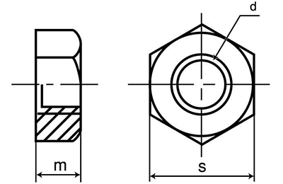 ニッケル合金 ALLOY601 六角ナット(1種)(高耐熱、高耐食) 製品図面