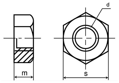 鋼 S25C(N) 六角ナット(1種)(焼きならし) 製品図面