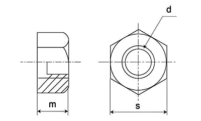 鋼 S25C(N) 10割六角ナット(1種)(細目)(焼きならし) 製品図面