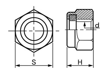 鉄 ナイロンナット(1種)(高型) (国産品) 製品図面
