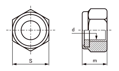鉄 ナイロンナット(2種・DIN)(低型) 製品図面