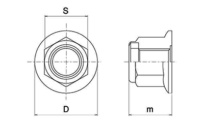 鉄 フニロンナット(細目 P1.25)(フランジ付ナイロンナット) 製品図面