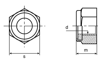 鉄 ナイロンナット(1種)(小形)(M8) 製品図面