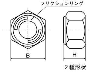 鉄 リードロックナット (2種)(細目)(M10・M12) 製品図面