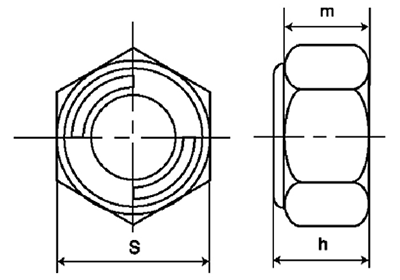 鉄 Vロックナット (インチ・ウイット) 製品図面