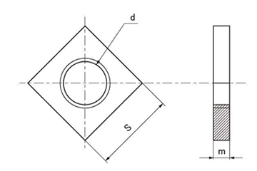 鉄 板ナット(インチ・ウイット) 製品図面