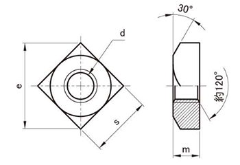 鉄 四角ナット(JIS B-1163) 製品図面