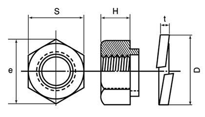 鉄 スプリングナット(ばね座付きナット) 製品図面