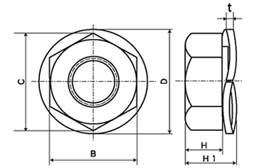 鉄 ウィズナット小型(ツーロック座金付ナット) 製品図面