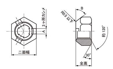 4T タフロックナット(小形)(細目) 製品図面