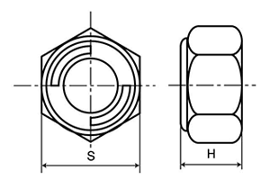 鉄 セルフロッキングナット (細目)(輸入品) 製品図面