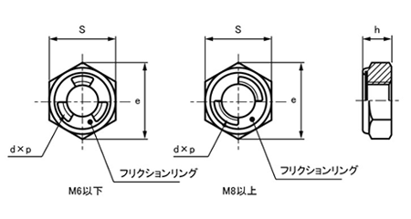 鉄 セルフロッキングナット (薄型)(輸入品・SLN) 製品図面