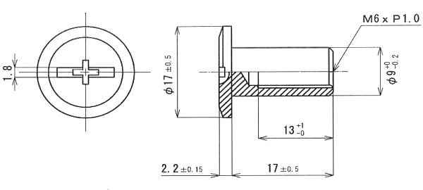 鉄 飾りナット(+)(-)JCN(頭径D＝17) 製品規格