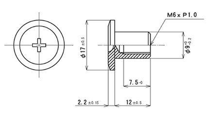 鉄 飾りナット(+)JCN(頭径D＝17) 製品図面
