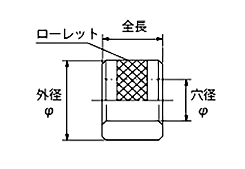 鉄 ワッフルインサートカラー ローレット付 (同時成型・WFL-SUM)(東海金属) 製品図面